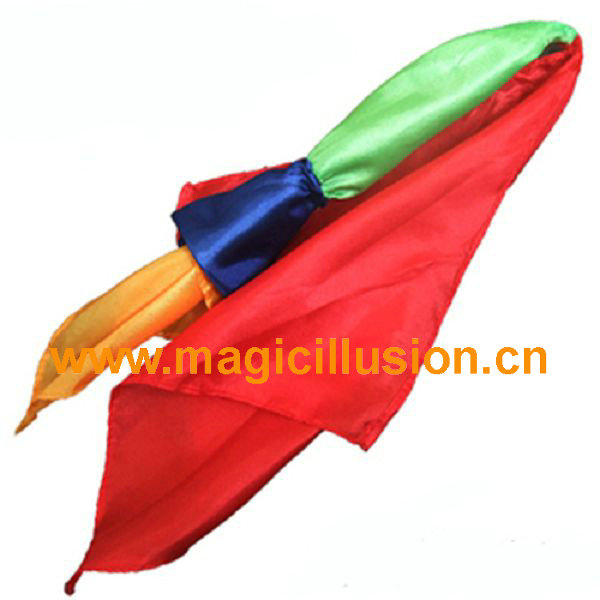 Four color changing silks magic tricks